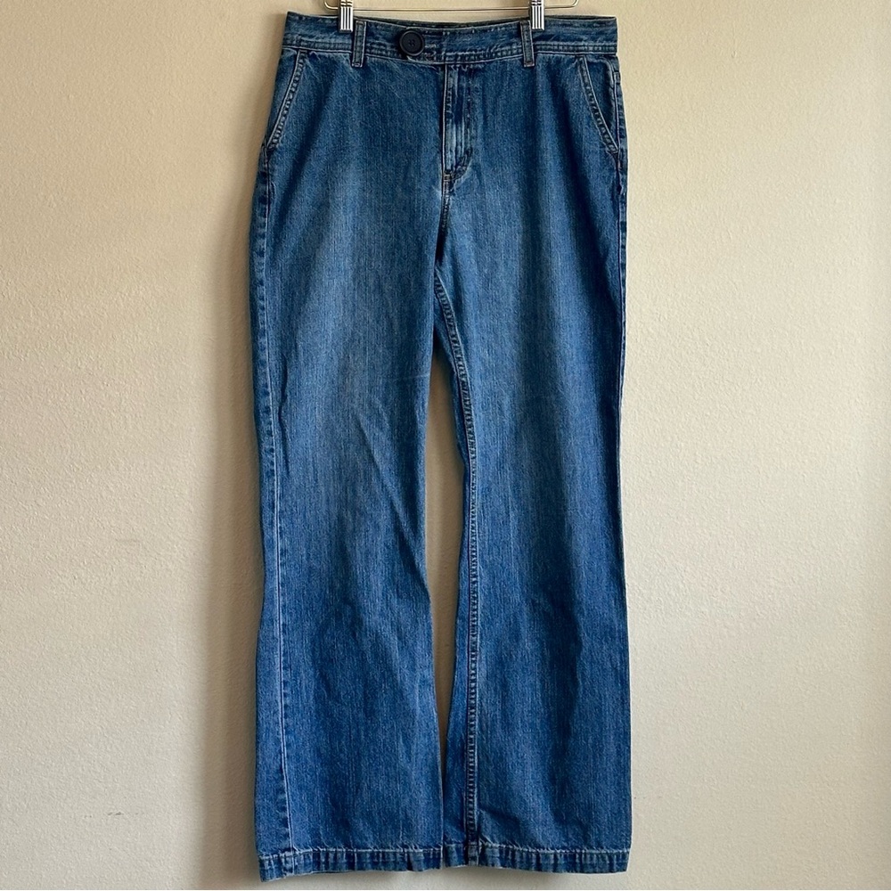 Vintage Zena Y2K Wide Leg Blue Denim Mid Rise 100% Cotton Jeans Size 10